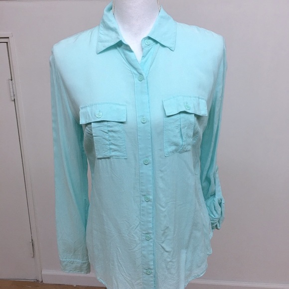 a.n.a Tops - a.n.a Light Aqua Blue Blouse size S